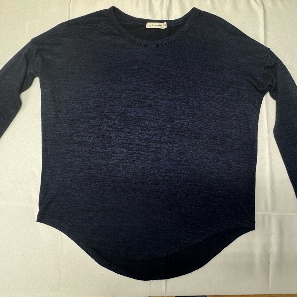 Rag and Bone Jean Tri-Blend Long Sleeve Curve Hem Tee - Size S. - Picture 14 of 15